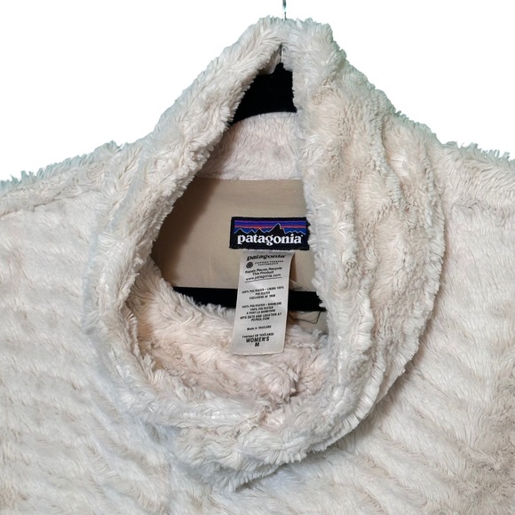 Patagonia Womens Jacket M Pelage Raschel Fleece Fur Wrap Asymmetrical Cream - Picture 5 of 13